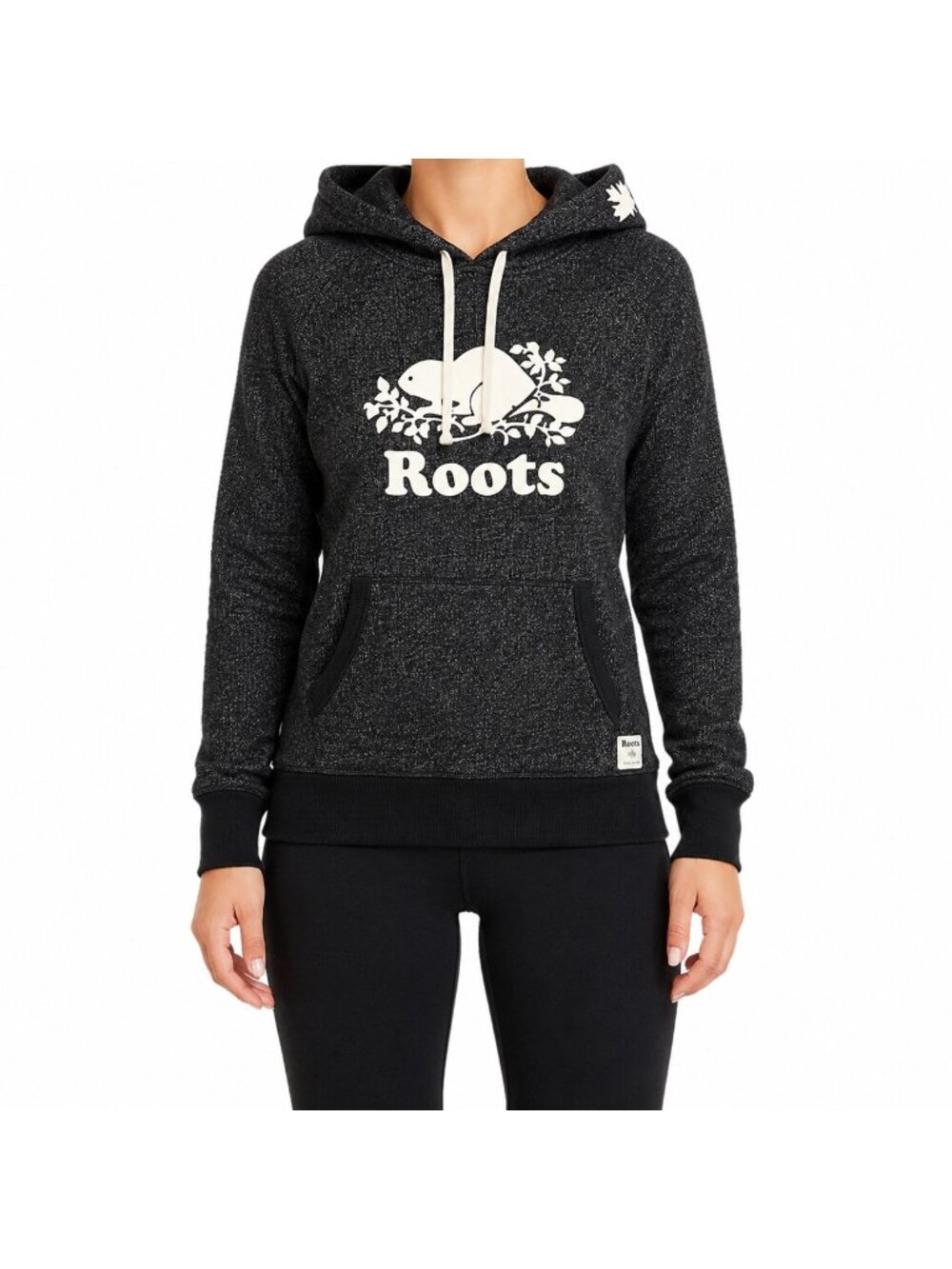 Roots Black Pepper Logo Pullover Hoodie Sweatshirt Size XS